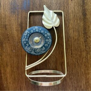 Vintage Cooper Tabletop Thermometer- Gold And Black -Rose And Leaf Theme